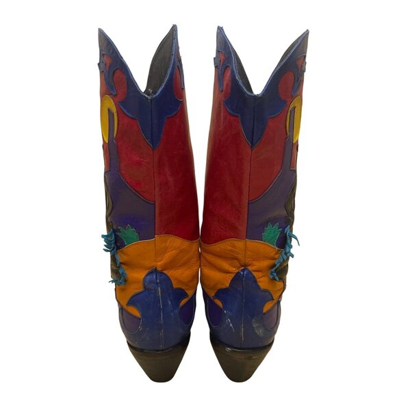Zalo Women’s Multicolor Leather Western Cowboy Embroidered Desert Boots Size 7M - Picture 5 of 11
